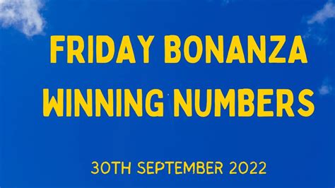 winning numbers for friday bonanza